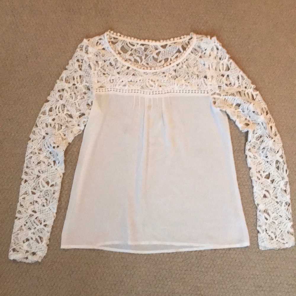 White Shirt with Lace Sleeves